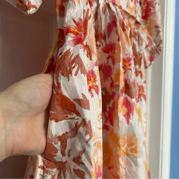 NWT Abercrombie & Fitch medium tall Emerson Poplin floral puff sleeve mini dress - Picture 7 of 9